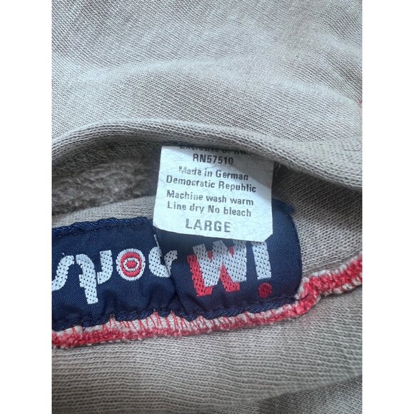 Vintage IM Sports Beige Hoodie Red Waffle Lining Men's L Chore Jacket Barn Find - Picture 5 of 12